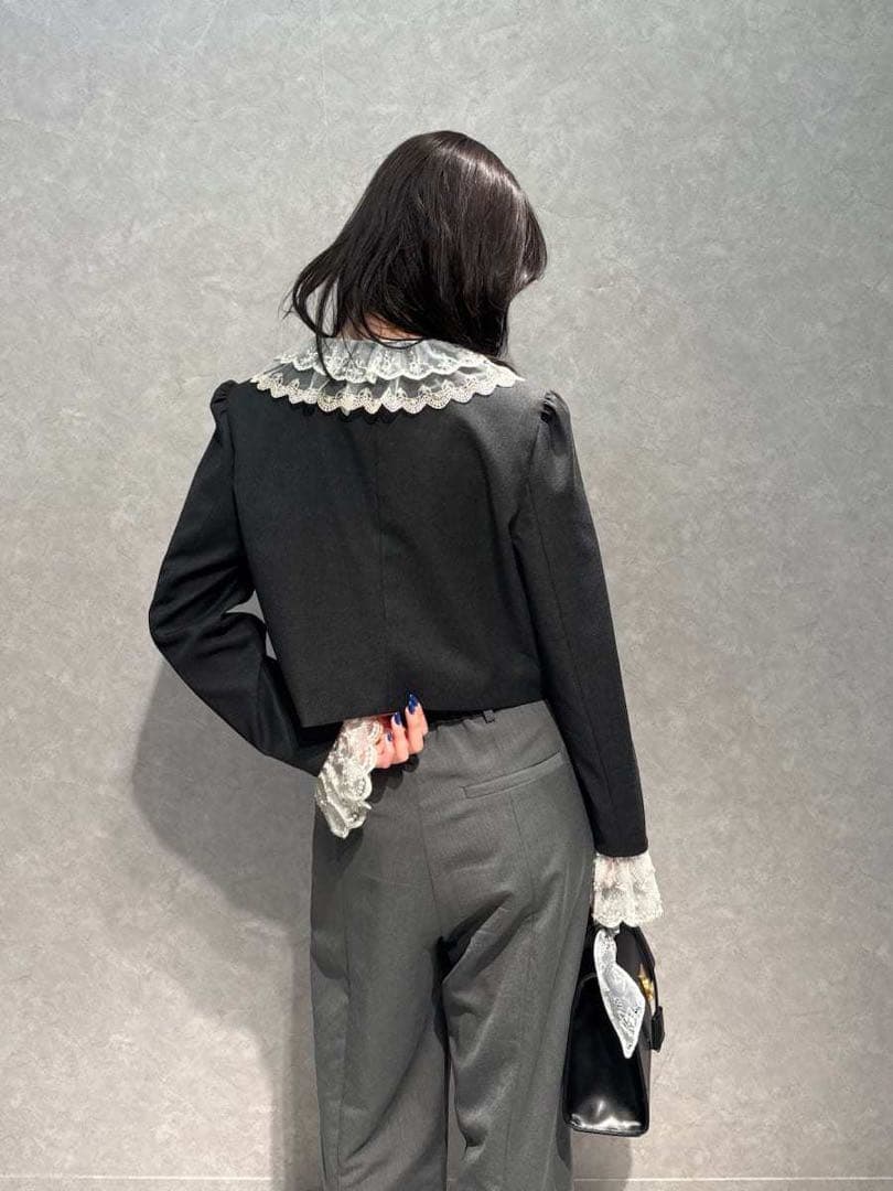 がぎご 新品 LILY BROWN スカラップビジューアタッチドジャケット