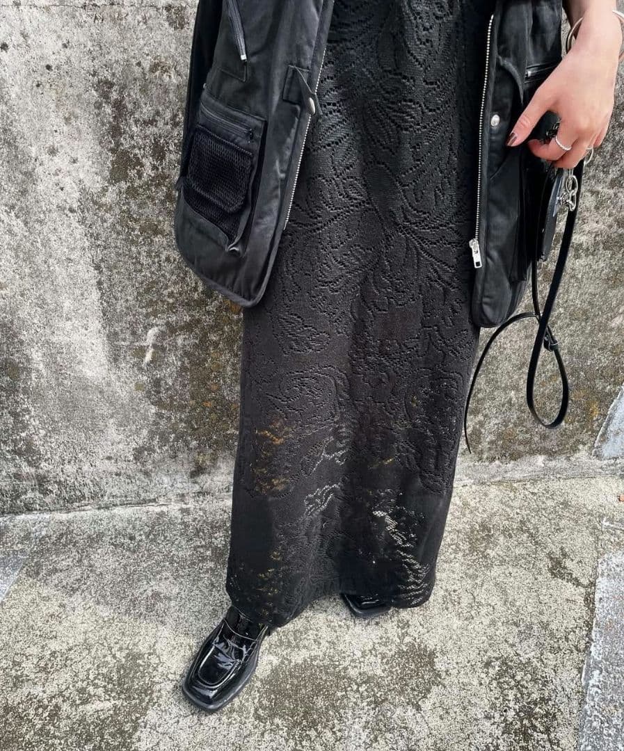 新品タグ付　Ameri　JACQUARD RUSSELL LACE DRESS