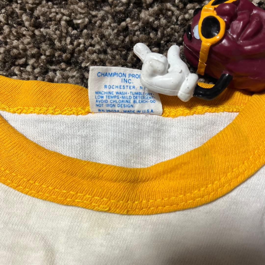 希少 70s チャンピオン ヴィンテージリンガーT 染み込み カレッジT キッズ