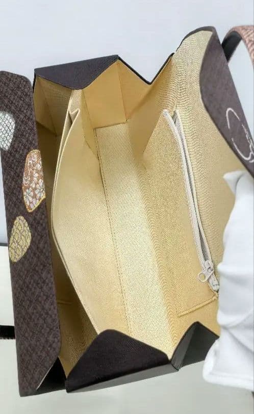 こげ茶貝柄　和装用バッグ ブラウン