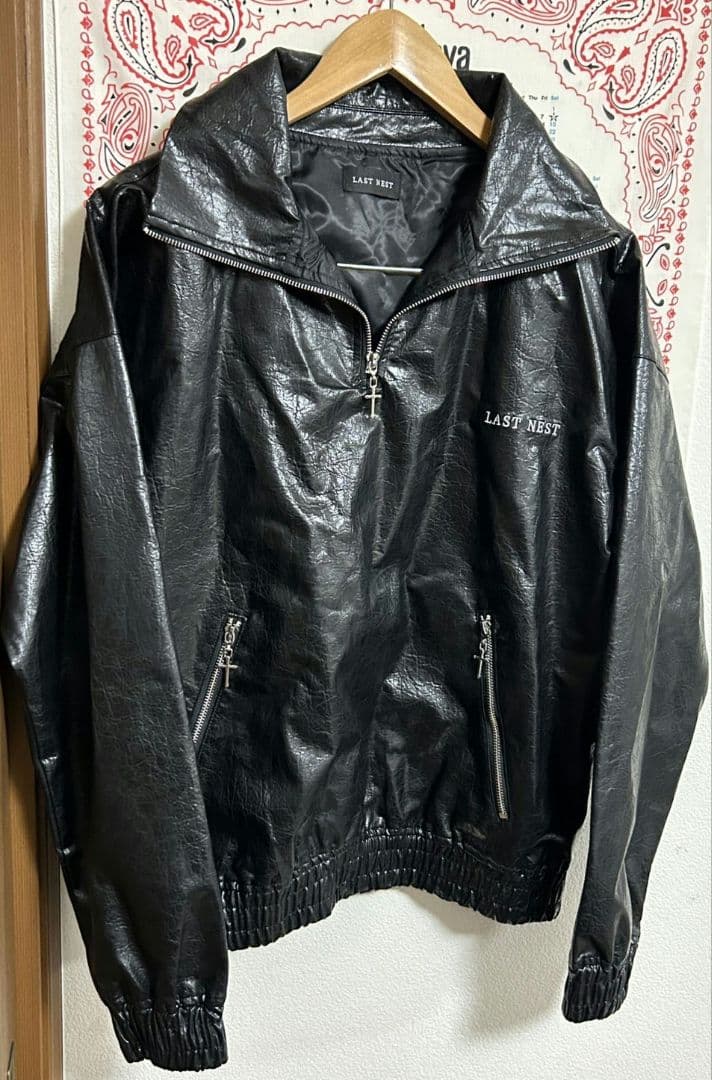 【超激レア・即完売モデル】LASTNEST　レザー　ハーフジップ　ジャケット　М