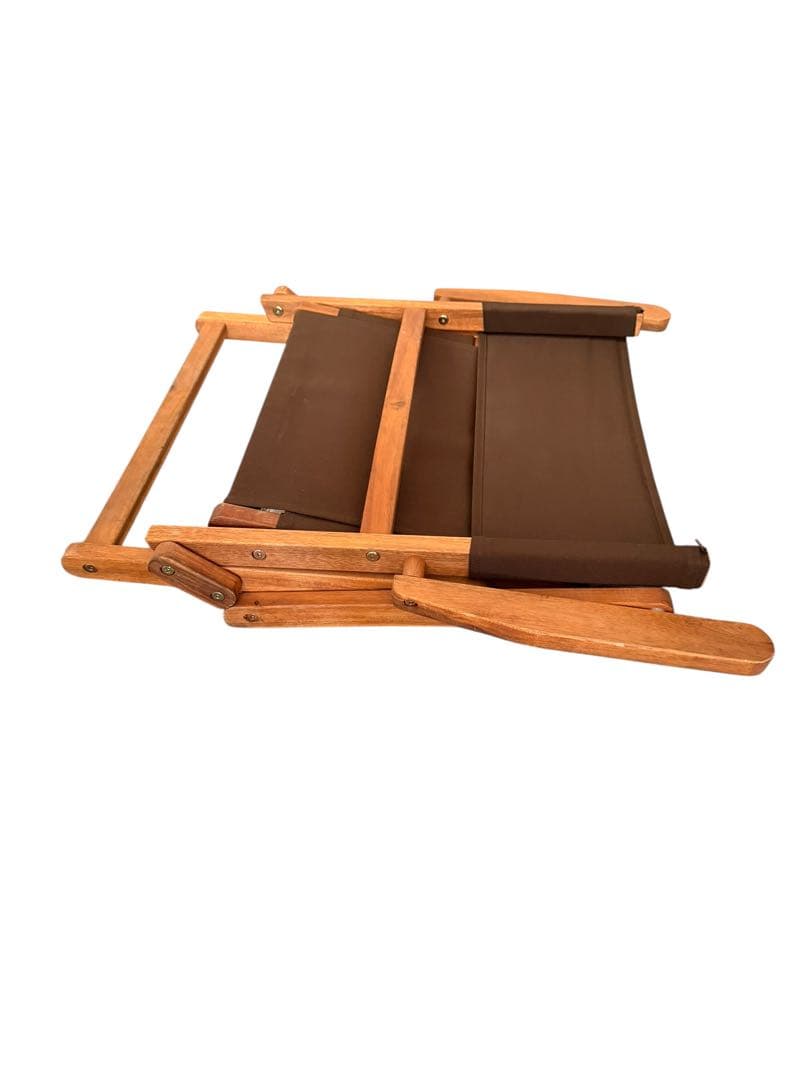 ニトリ アウトドアチェア 2個セット　木製折りたたみローチェア　ブラウン