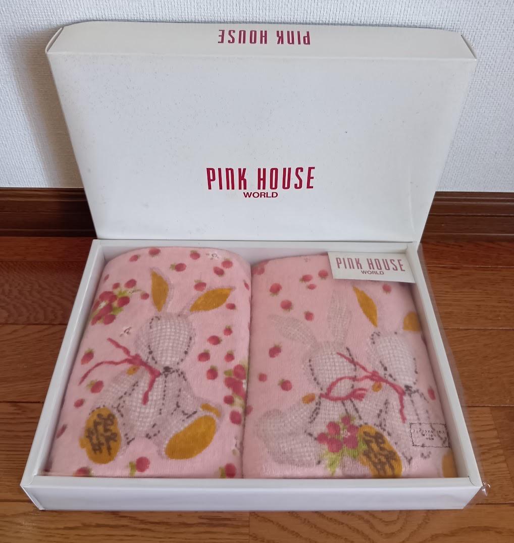 【未使用】　PINKHOUSE ピンクハウス　フェイスタオル　ギンガムうさぎ