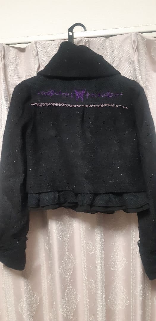 h.naotoHoney黒ピンクラメ入りコート