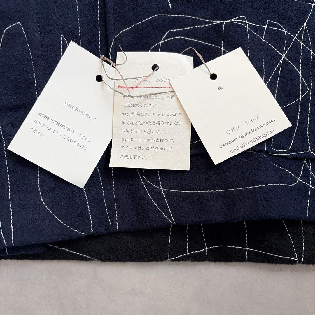 オガワトモコ 刺繍作家 ステッチ刺繍 フード 肉厚 綿100% 羽織り