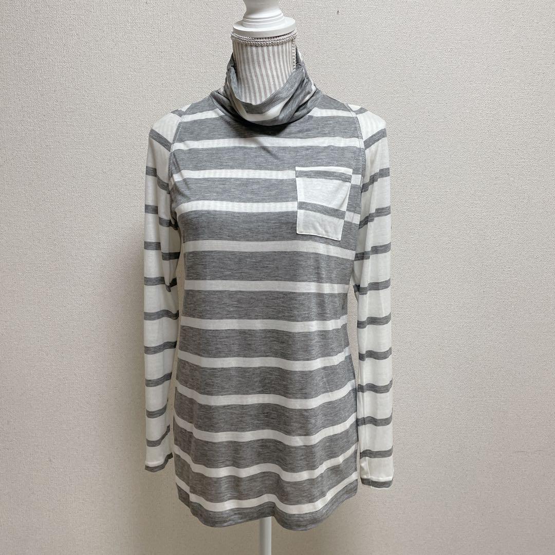 美品　ムニタルプ　ゴルフウェア　長袖シャツ　モックネック　ボーダー　大きいサイズ