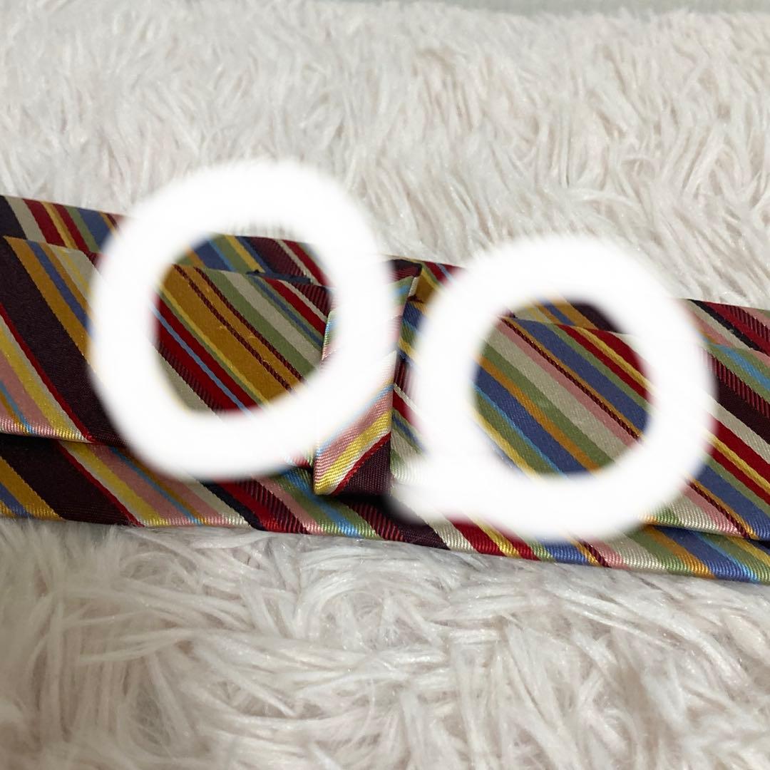 極美品 Paul Smith ポールスミス ネクタイ マルチカラーストライプ