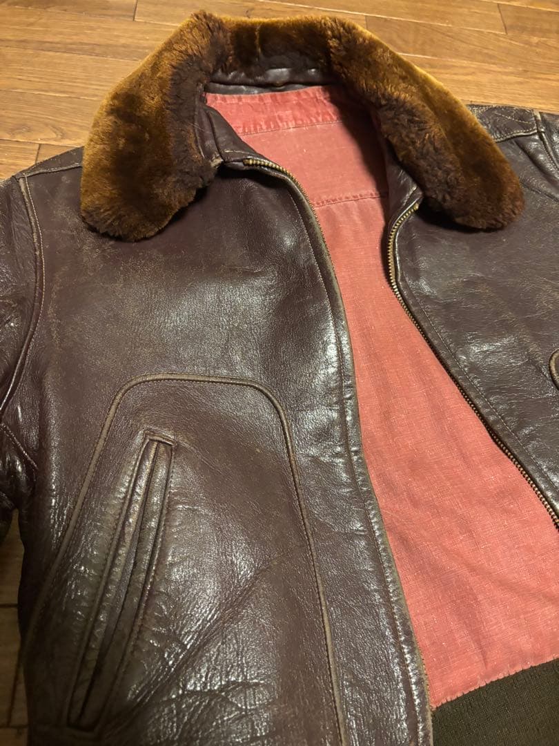 60〜70s G-1タイプ レザーフライトジャケット ボア襟 ヴィンテージ