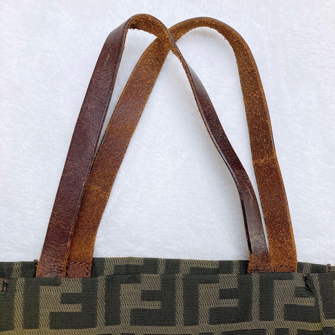 ✨良品✨FENDI フェンディ ハンドバッグ ズッカ柄 キャンバス レザー 総柄