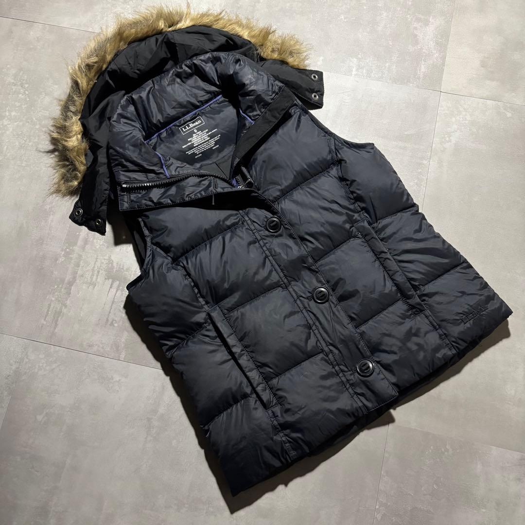 完品 00s L.L.Bean エルエルビーン　ダウンベスト　ファー　黒　y2k