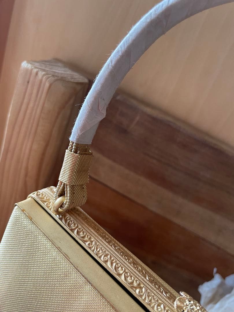 未使用　和装用バッグと草履のセット ゴールド　山形屋　手鏡付き