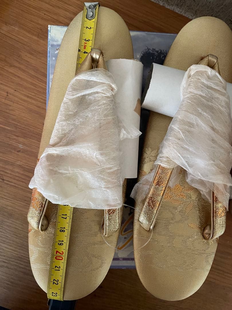 未使用　和装用バッグと草履のセット ゴールド　山形屋　手鏡付き
