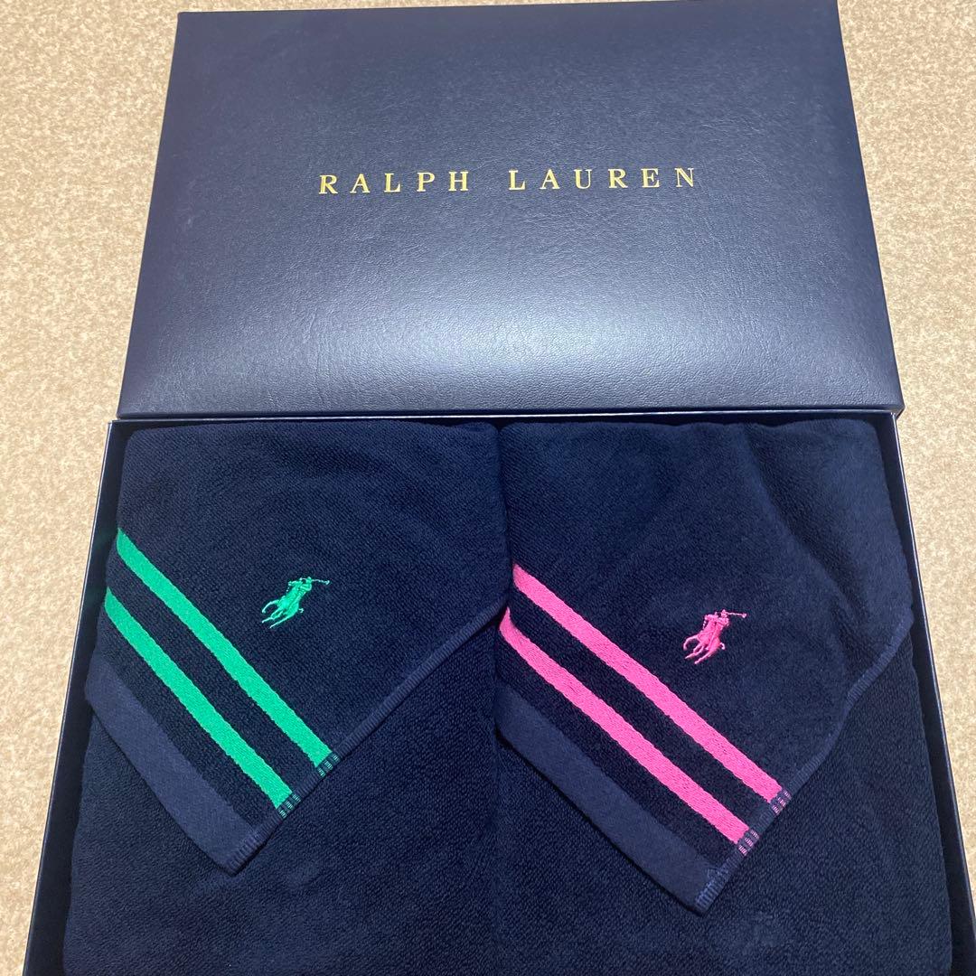 Ralph Laurenダブルストライプバスタオル２枚セット