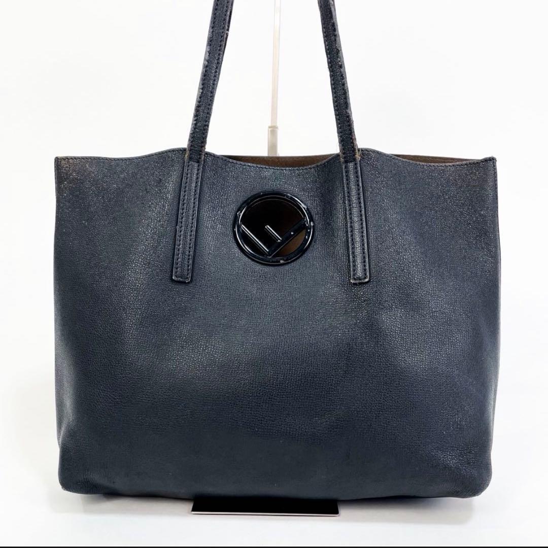 【正規品】 フェンディ FENDI トートバッグ エフイズ Fロゴ 黒 レザー