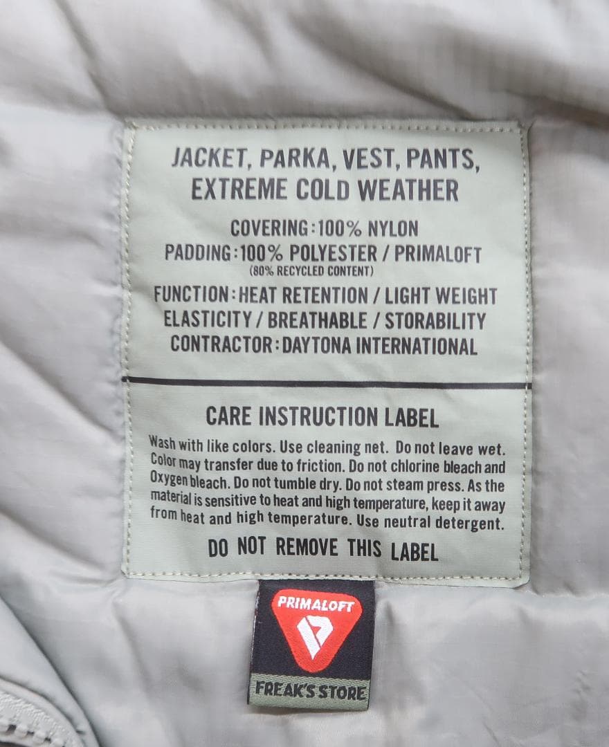 ジャケット・アウター 3175 FREAKS STORE 22AW PRIMALOFT VEST