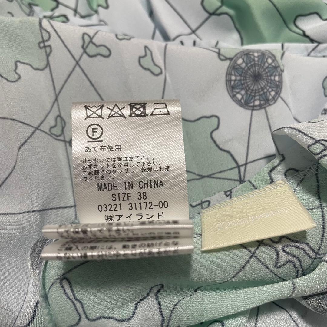 極美品✨ダイアグラム　マッププリントシャツワンピース　グリーン　ベルト付き　38