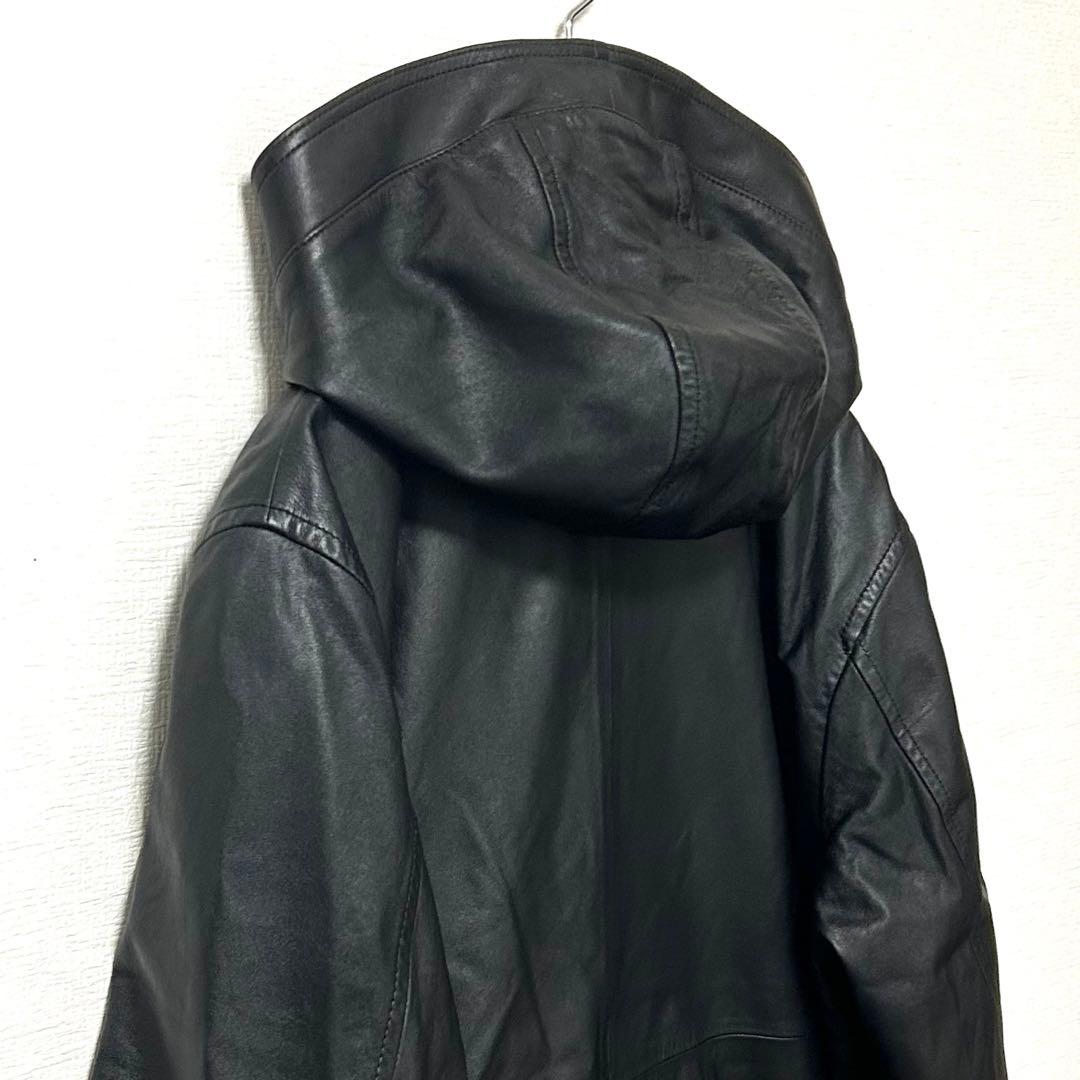 美品】 カルバンクライン　シープレザージャケット　フード付