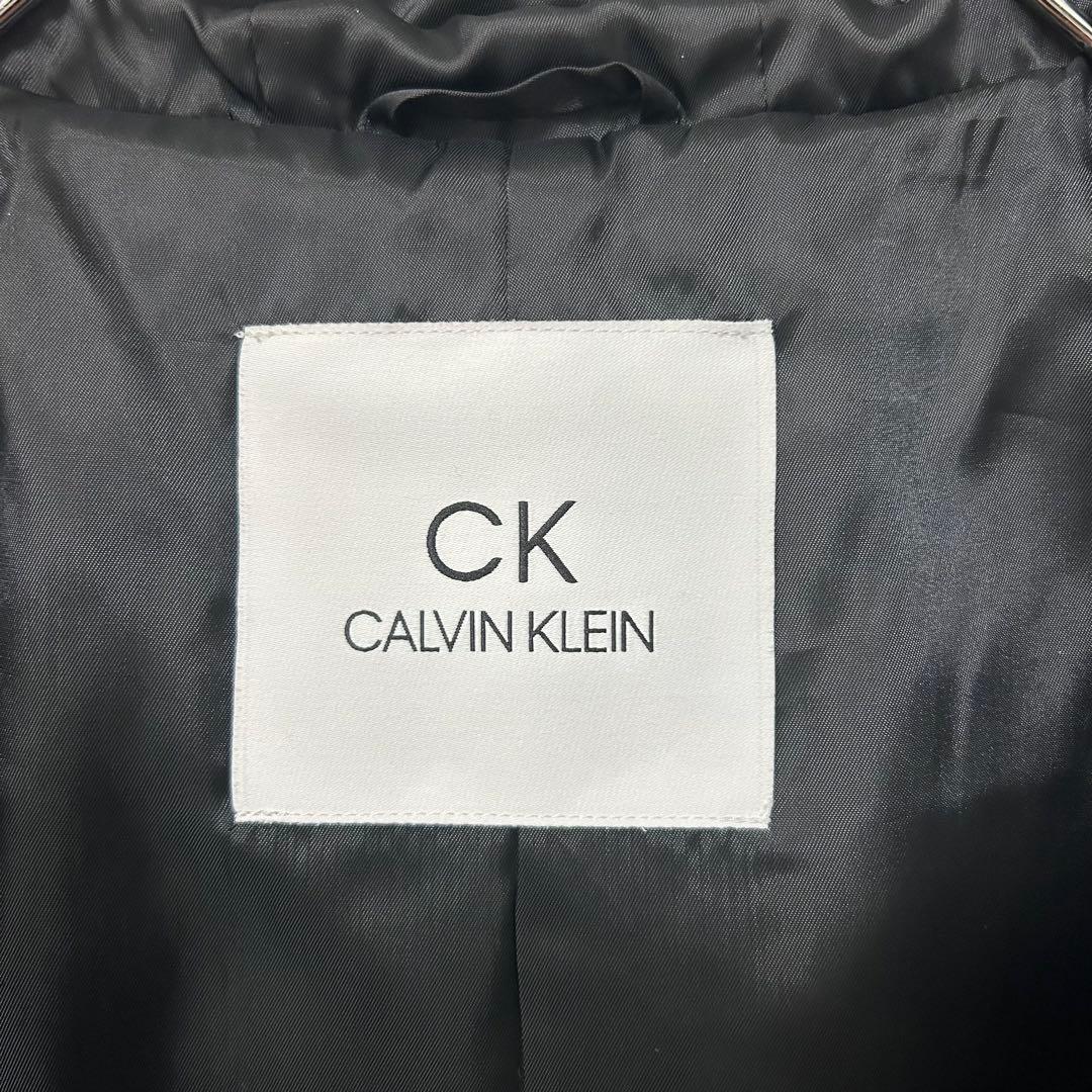 美品】 カルバンクライン　シープレザージャケット　フード付