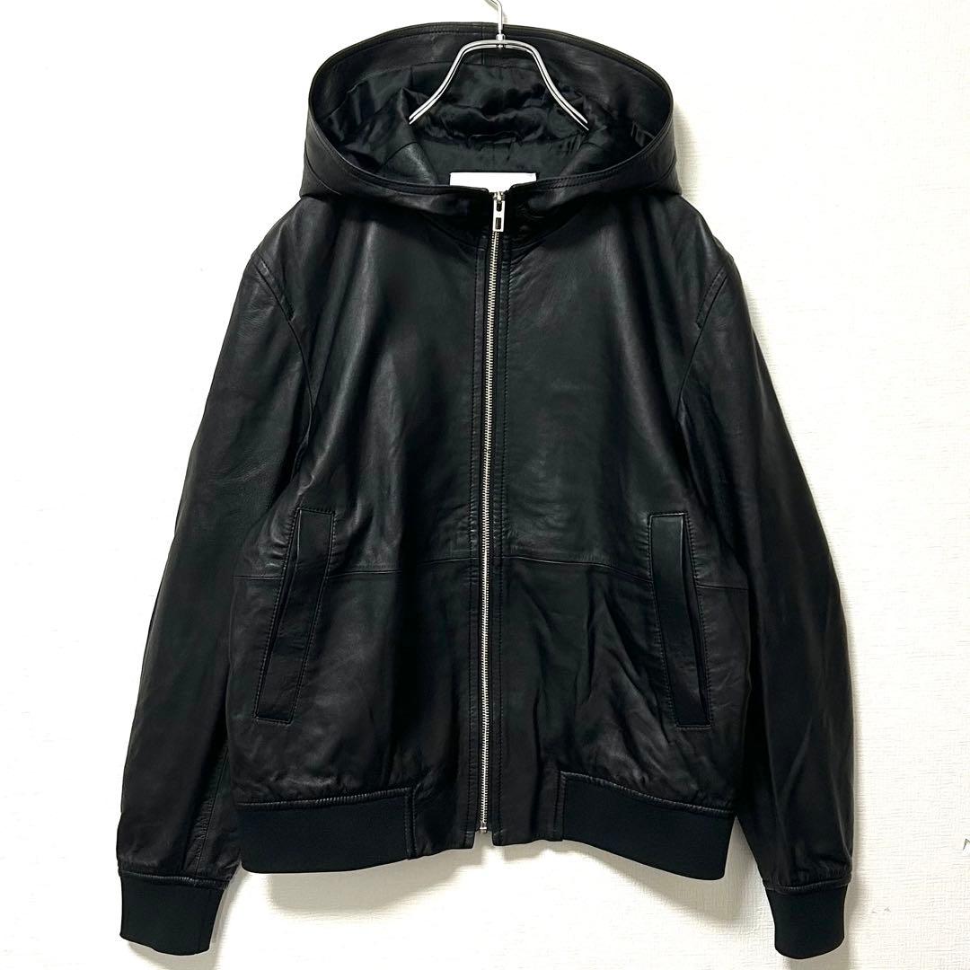 美品】 カルバンクライン　シープレザージャケット　フード付