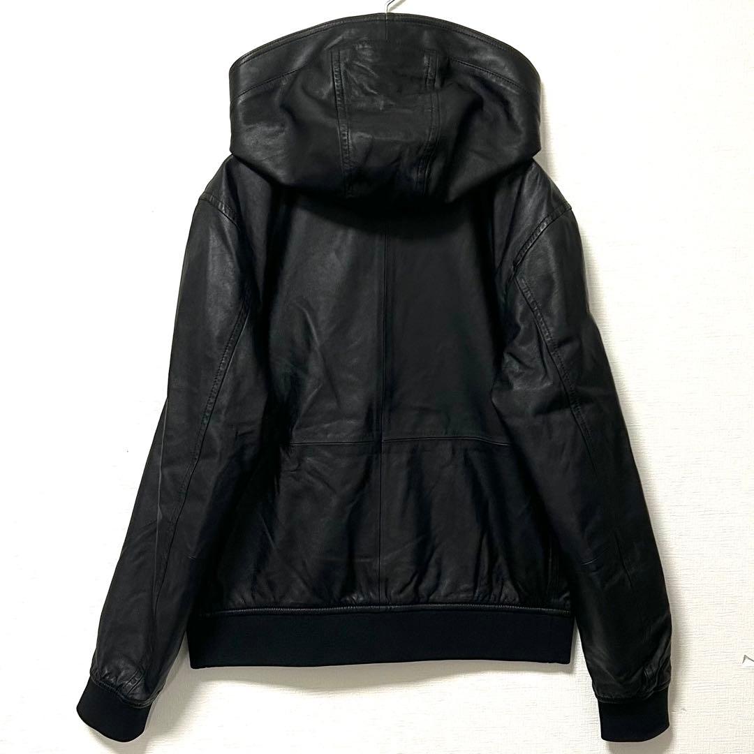 美品】 カルバンクライン　シープレザージャケット　フード付