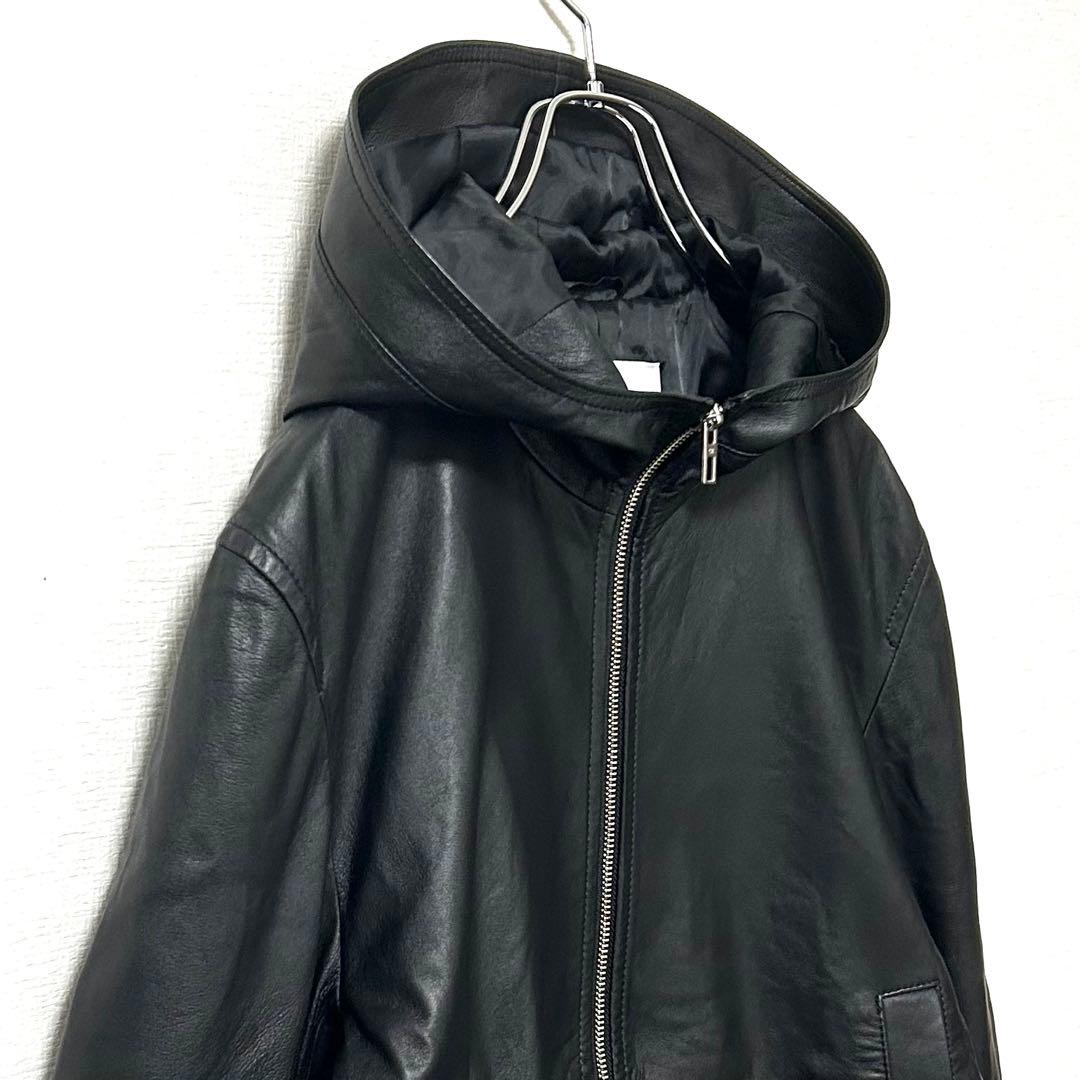 美品】 カルバンクライン　シープレザージャケット　フード付