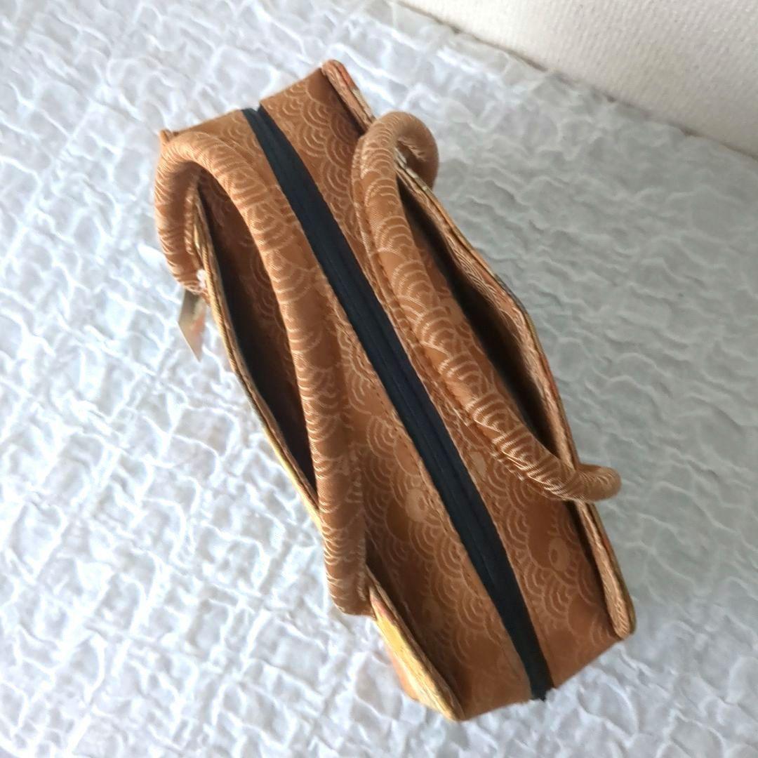 【未使用・タグ付】利休バッグ　和装　シルク　和柄　お茶　着物　絹