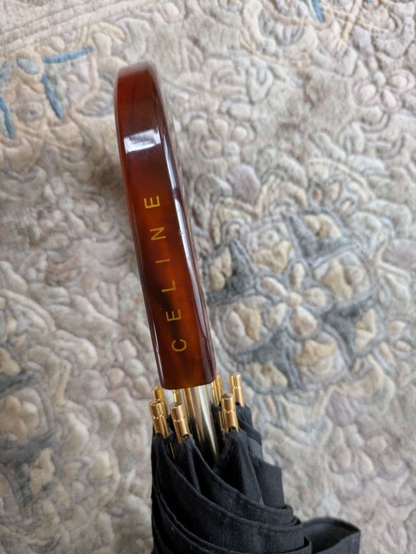 CELINE　長傘　日傘　black　　トリオンフ柄　希少