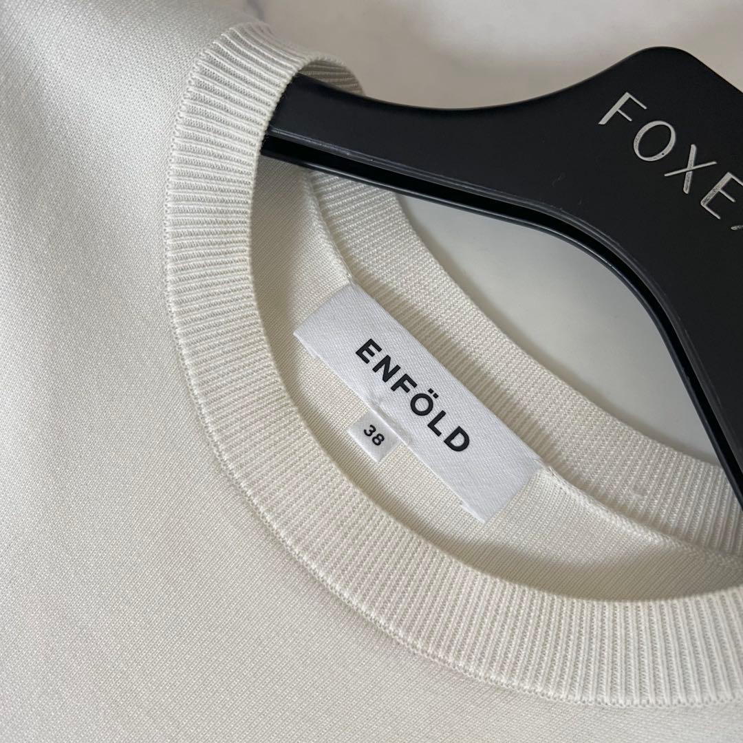 ENFOLD エンフォルド アートプリント ニット ドッキング ワンピース