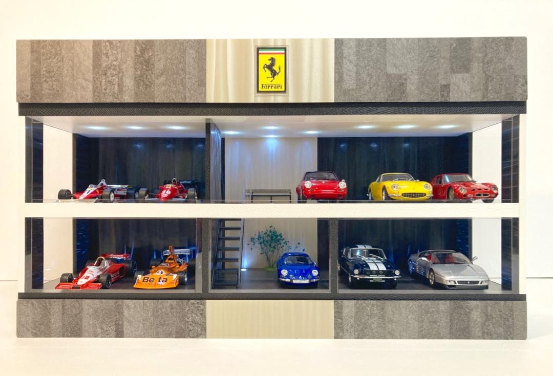 1/43仕様・階段、植栽、ベンチ付・2層式ディスプレーBOX / ネオジオラマ