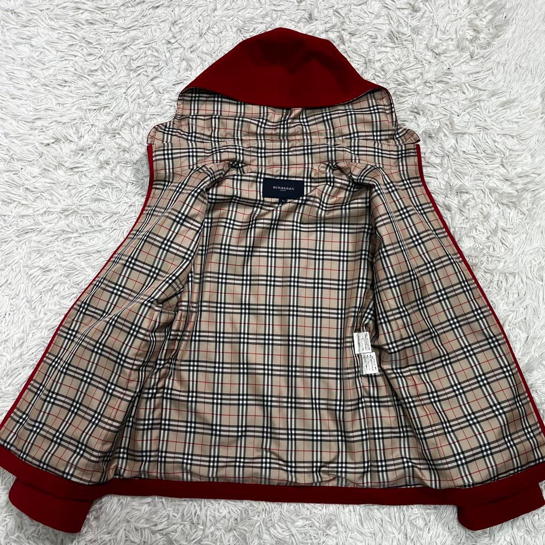 【美品】バーバリー　ゴルフ パーカー　フーデット　ノバチェック　M レッド　赤
