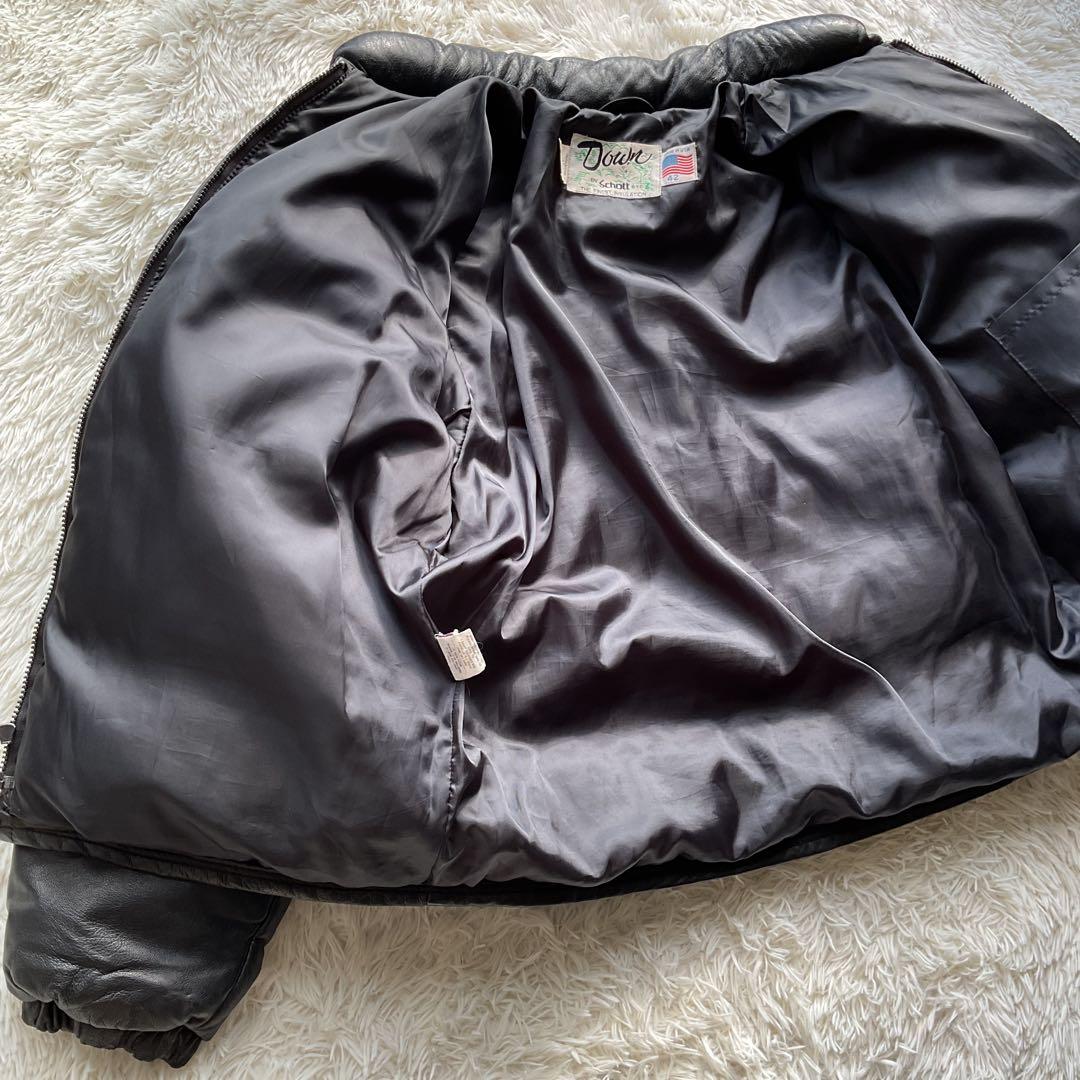 人気✨90's schott レザーダウンジャケット　大きい　42 黒　キムタク
