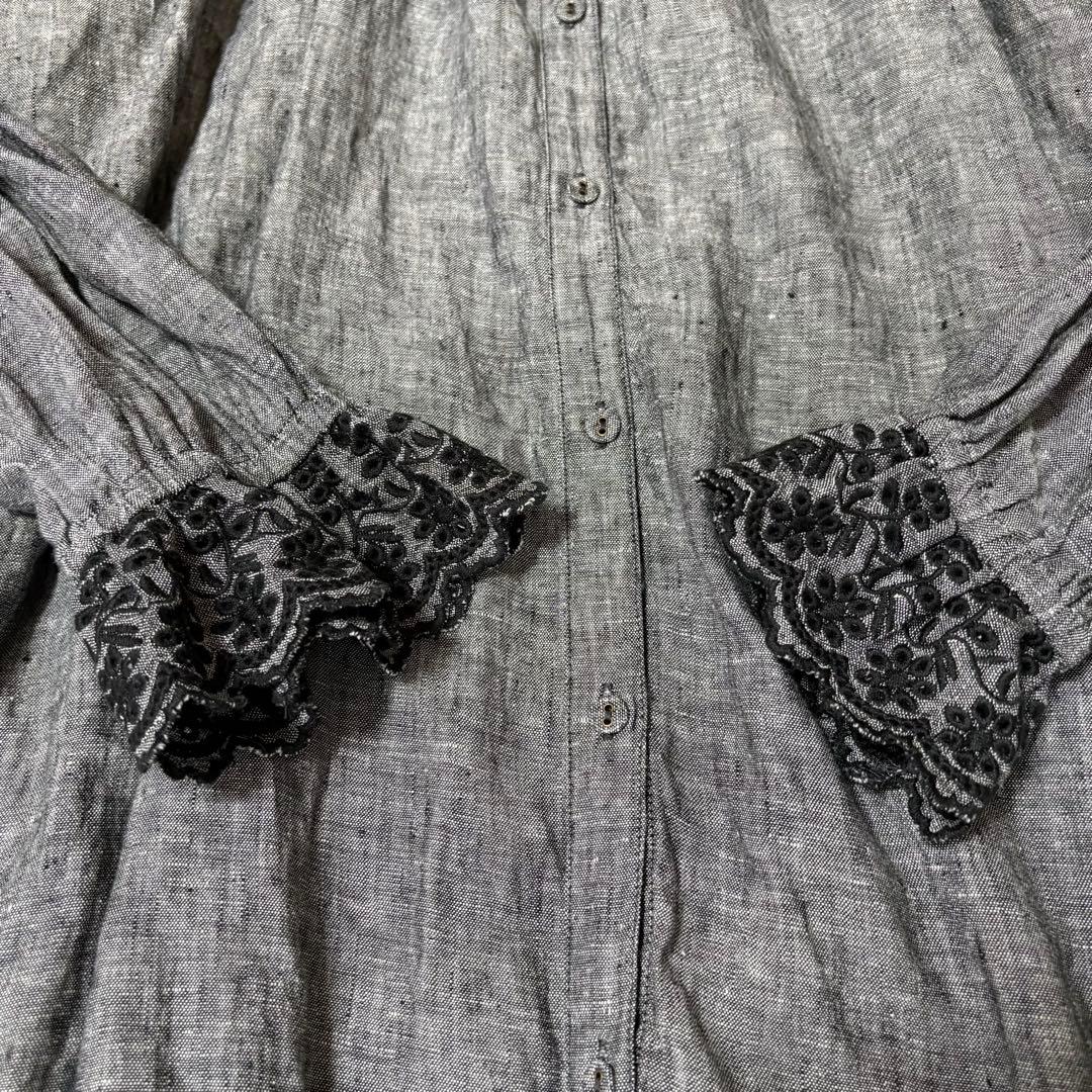 カズミ×サマンサモスモス☆リネン レース刺繍 2way ロングシャツワンピース