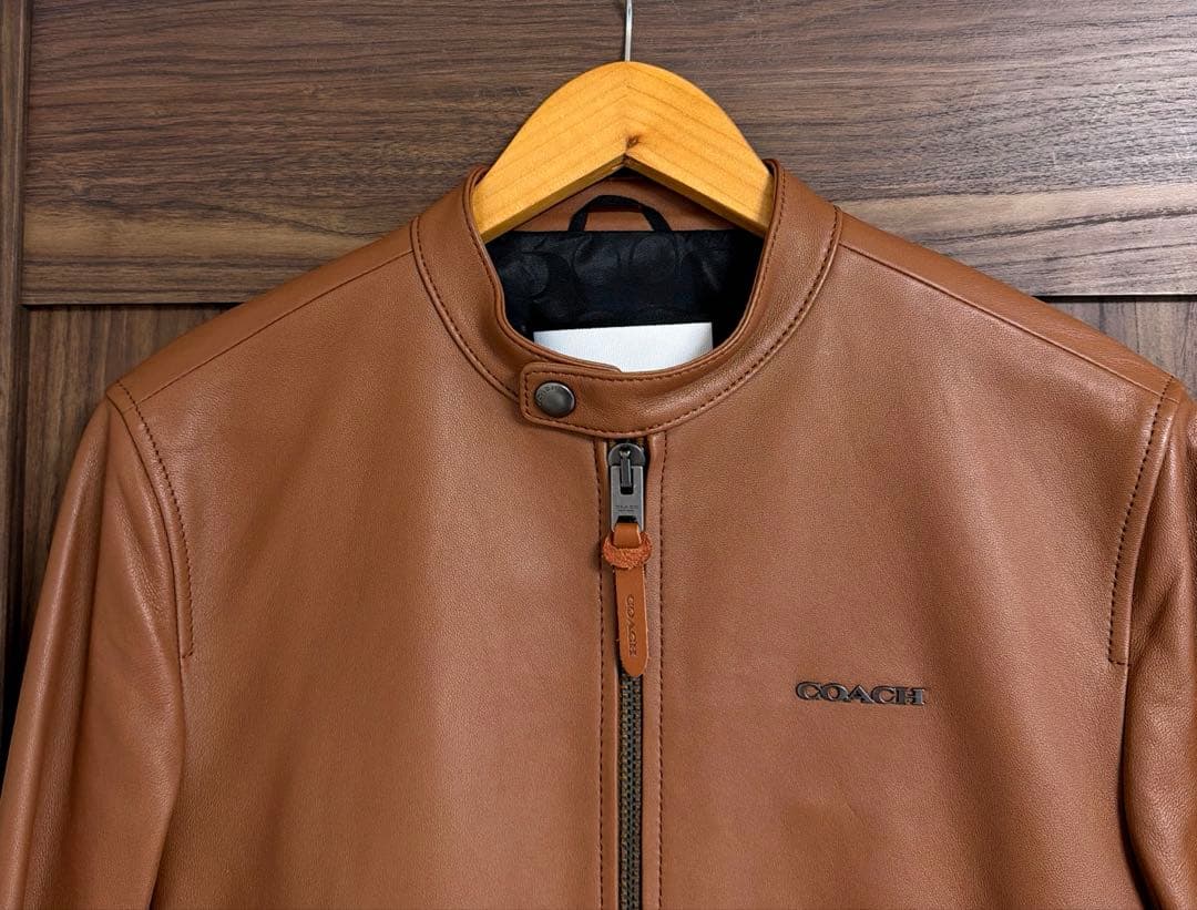 【美品】COACH コーチ 羊革 レザージャケット ブラウン メンズ サイズS