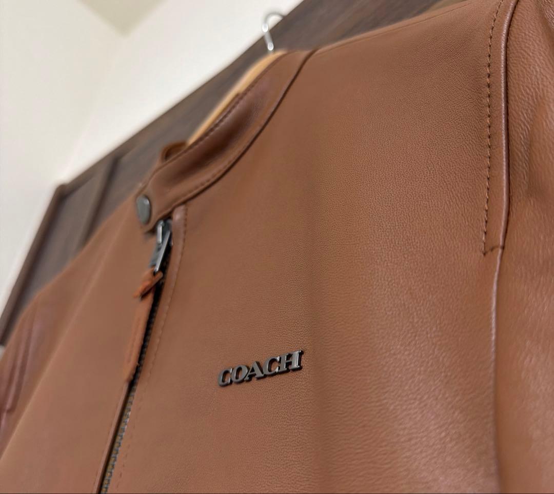 【美品】COACH コーチ 羊革 レザージャケット ブラウン メンズ サイズS