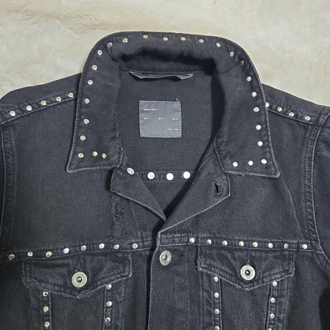 ZARA ザラ スタッズ ダメージ ブラック デニムジャケット ロック パンク