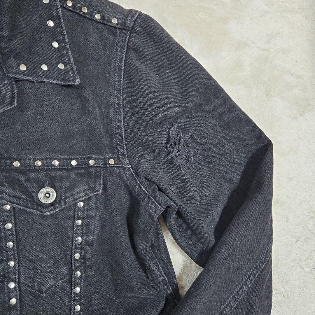 ZARA ザラ スタッズ ダメージ ブラック デニムジャケット ロック パンク