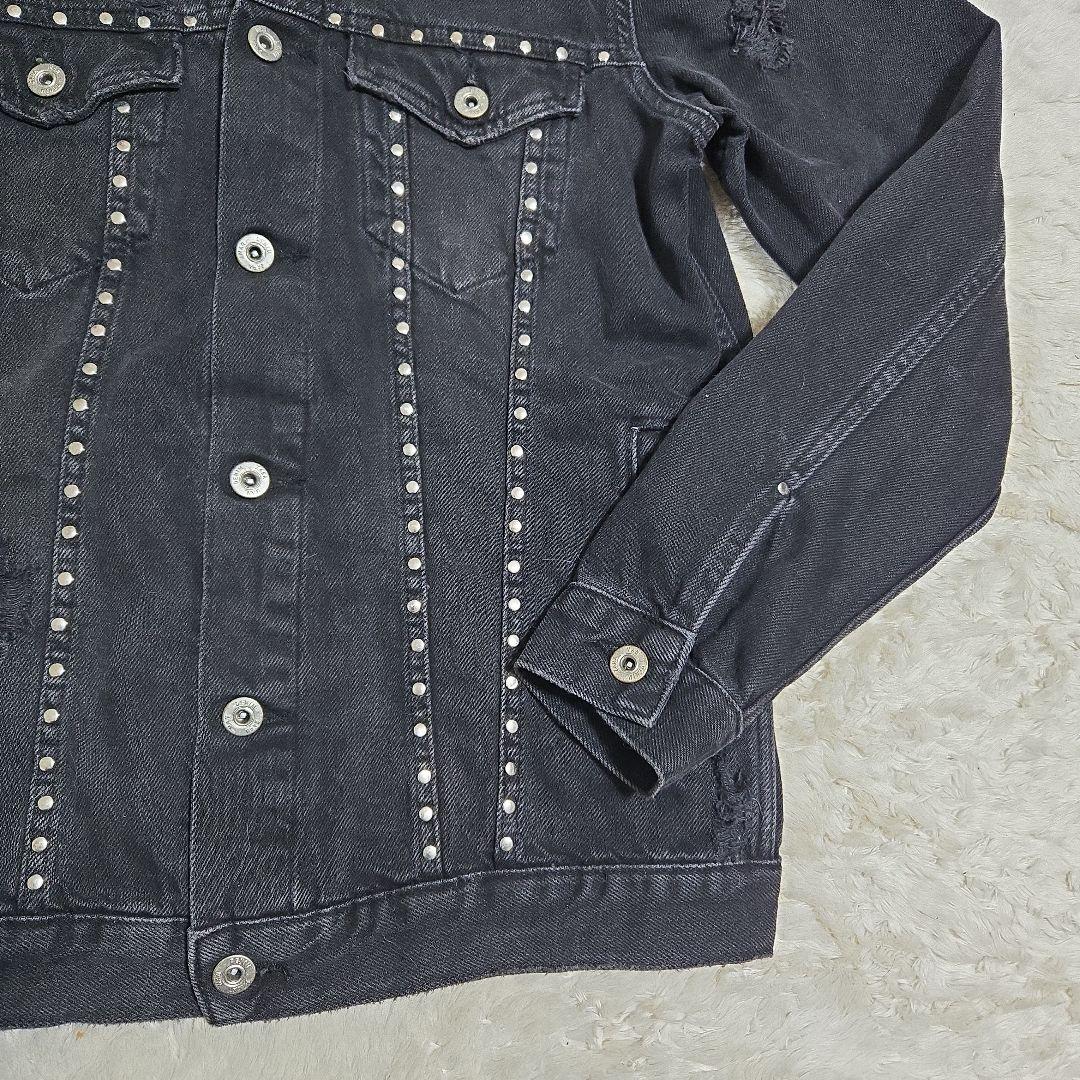 ZARA ザラ スタッズ ダメージ ブラック デニムジャケット ロック パンク