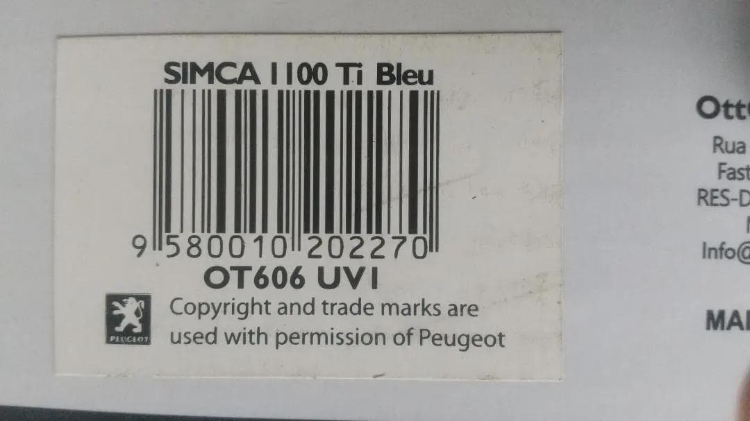 OTTO mobile SIMCA 1100 Ti Bleu ミニカー 1/18