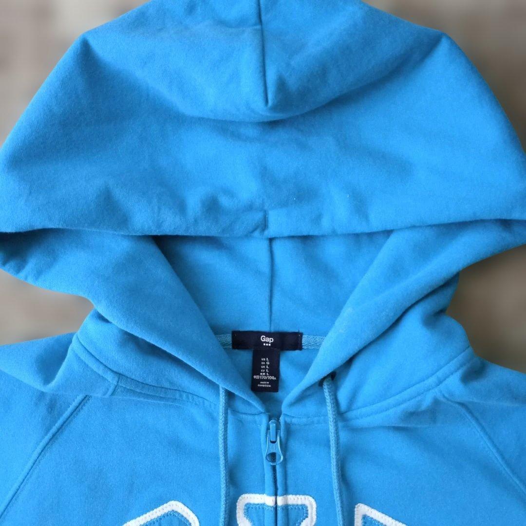 GAP　ジップアップ　パーカー　ターコイズグリーン　Lサイズ