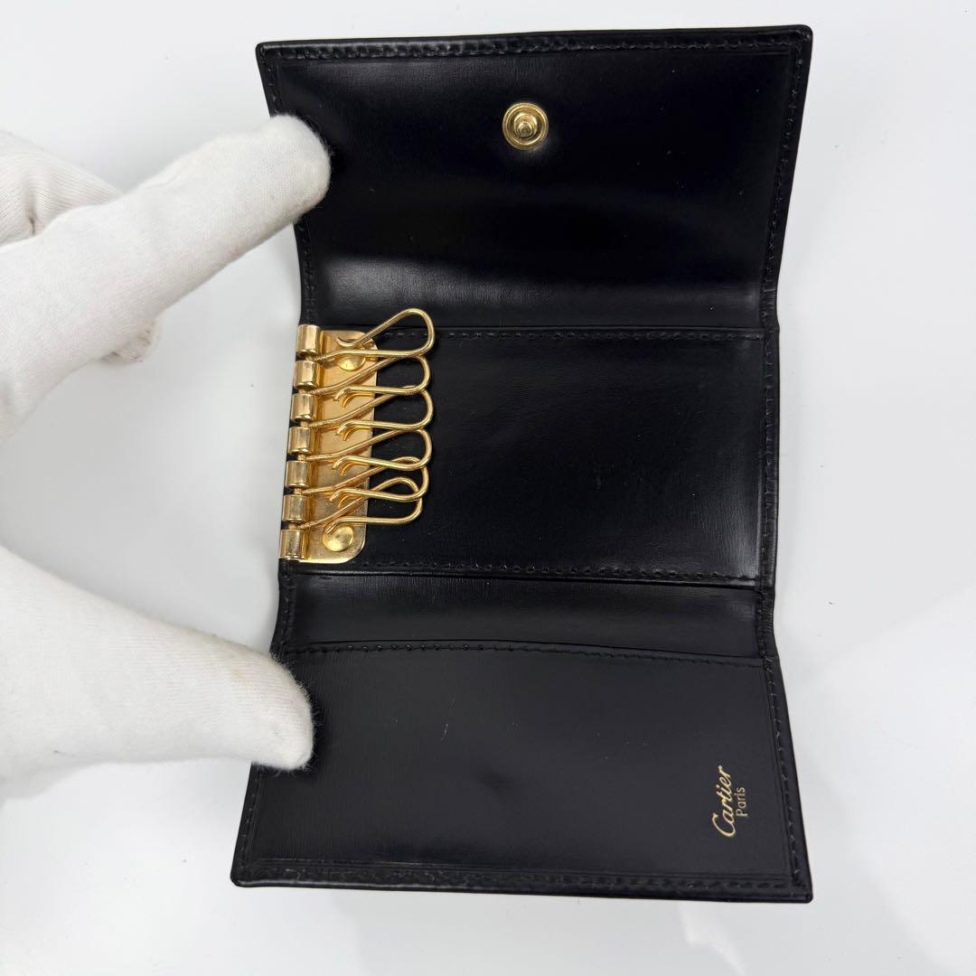 Cartier パンテール 6連キーケース レザー ゴールドロゴ ブラック