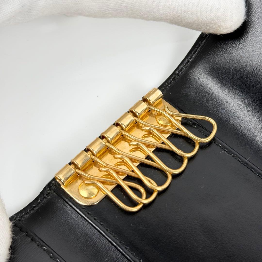 Cartier パンテール 6連キーケース レザー ゴールドロゴ ブラック