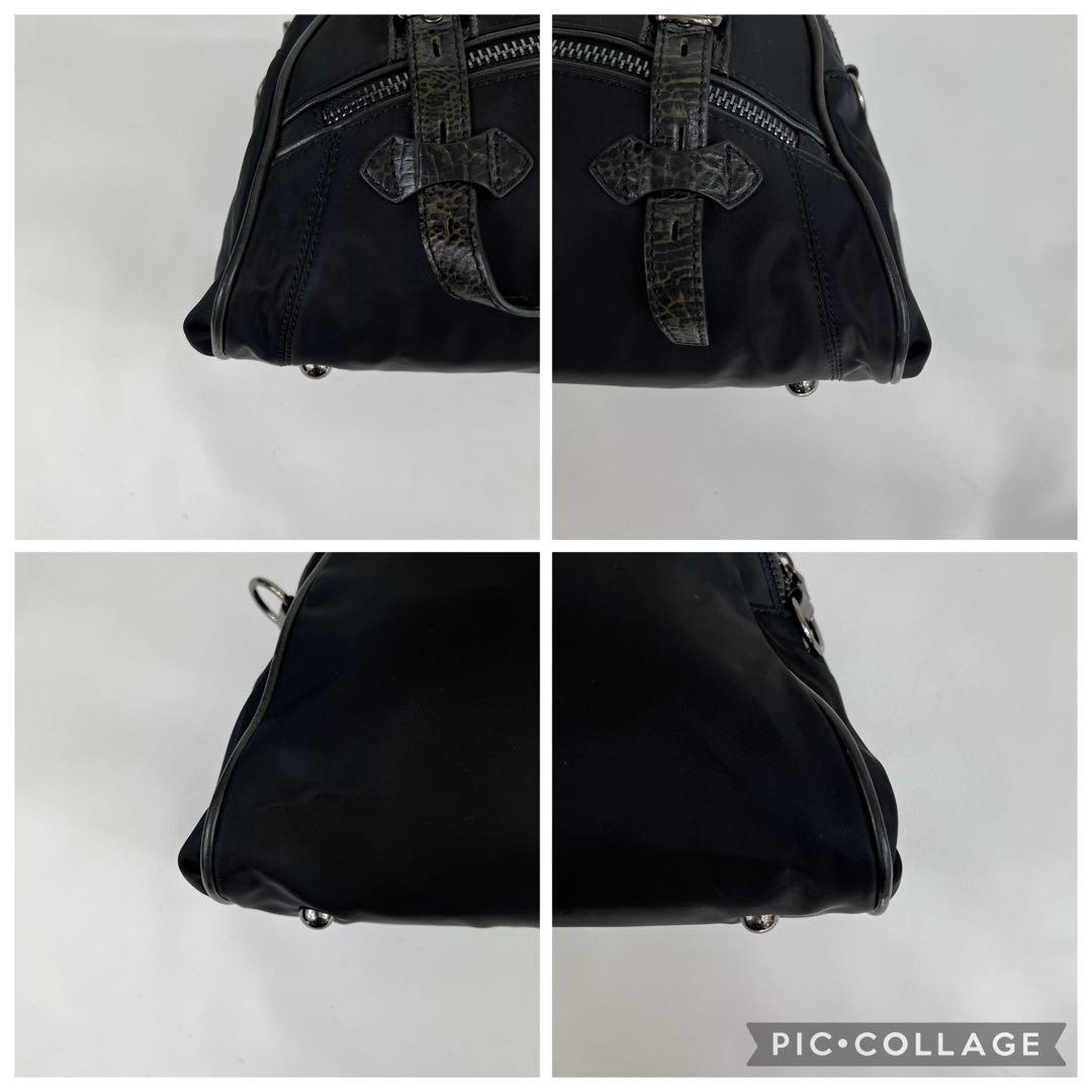 【クロコ✨】 サマンサキングス トートバッグ ボストン 型押し ロゴ ボタン 黒