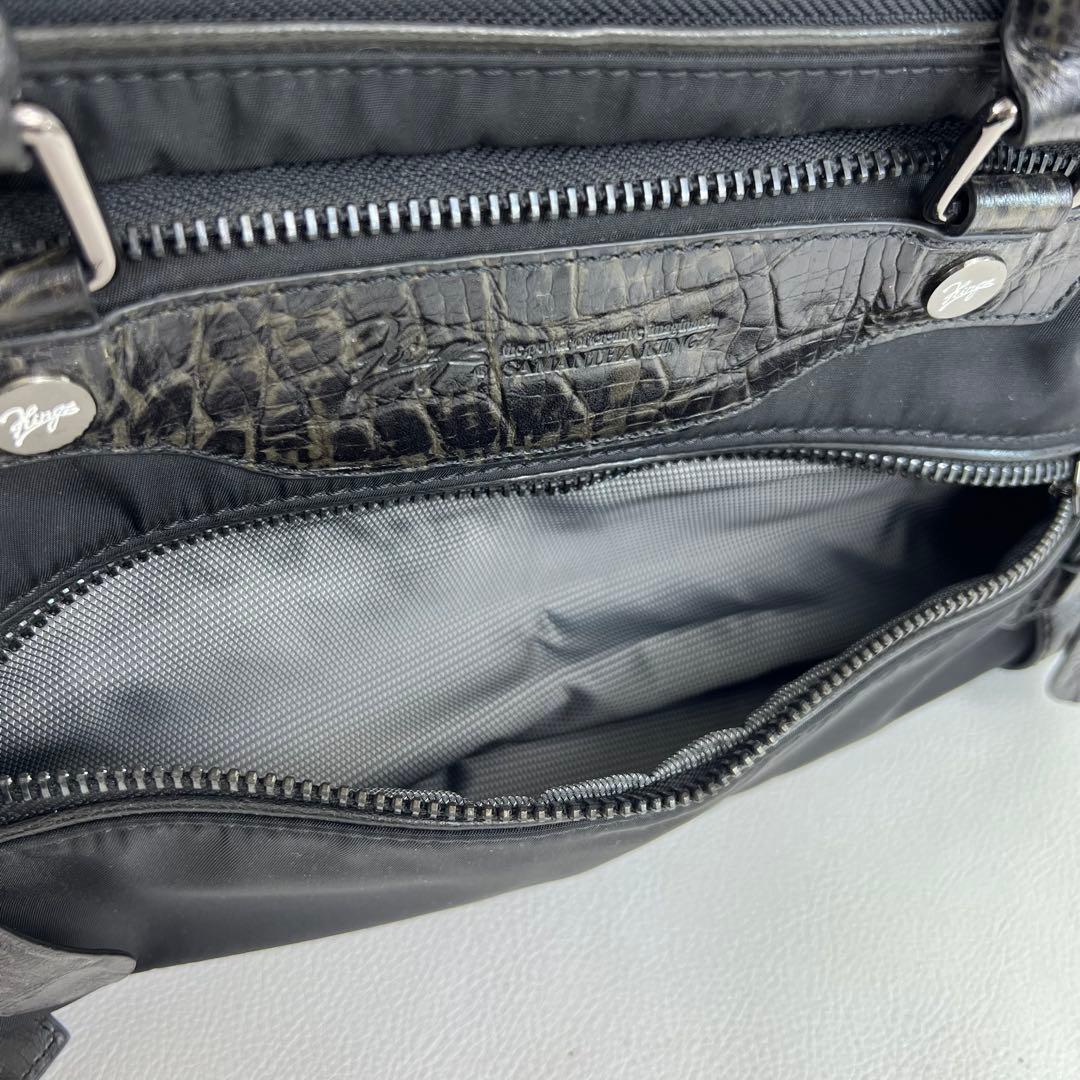 【クロコ✨】 サマンサキングス トートバッグ ボストン 型押し ロゴ ボタン 黒