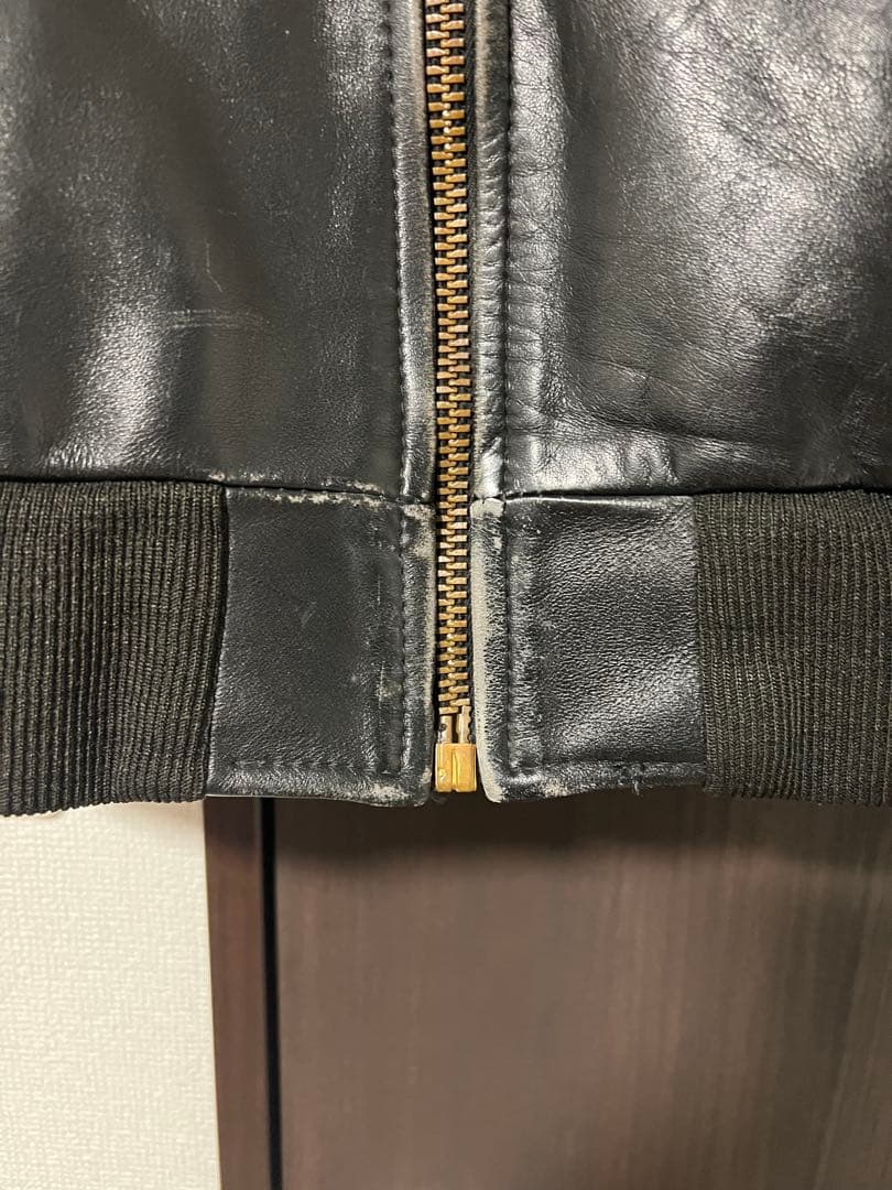 Vanson レザージャケット 38 USA製 パッチ カスタム レーシング黒黄