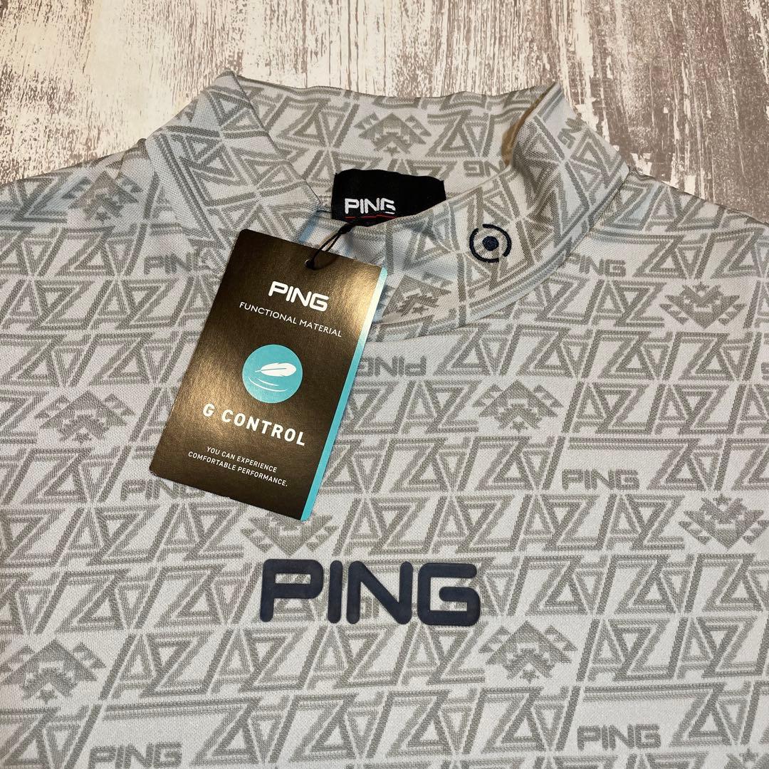 PING ピン ゴルフウェア　長袖　モックネックシャツ LLサイズ　グレー