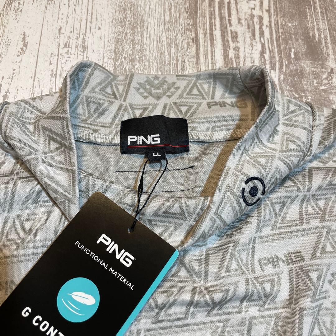 PING ピン ゴルフウェア　長袖　モックネックシャツ LLサイズ　グレー