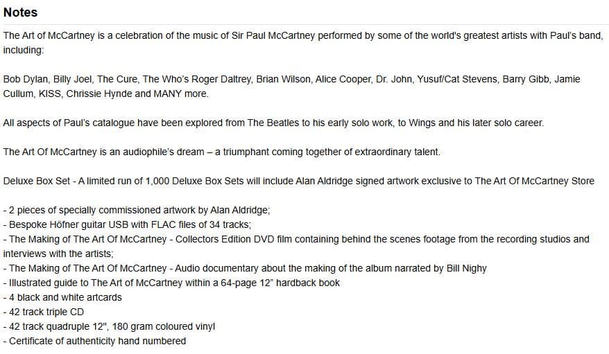 The Art Of McCartney 限定デラックスボックス 未開封