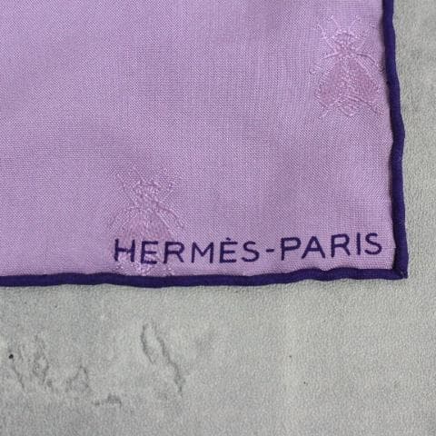 ◇良品 HERMES ハンカチ スカーフ パープル 昆虫柄