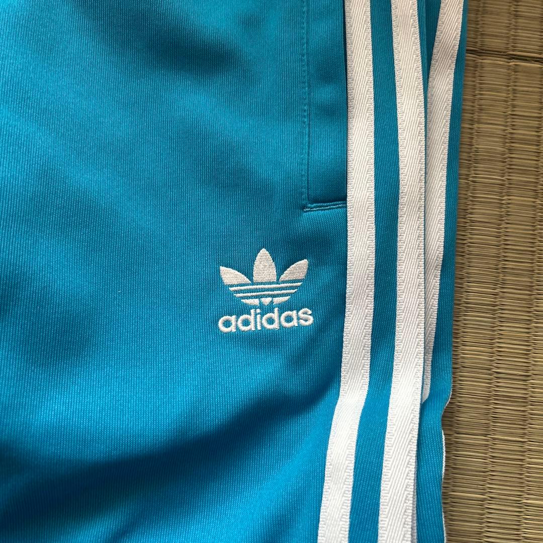 adidas 水色 ジャージ パンツ　S スウェット　裾リブ