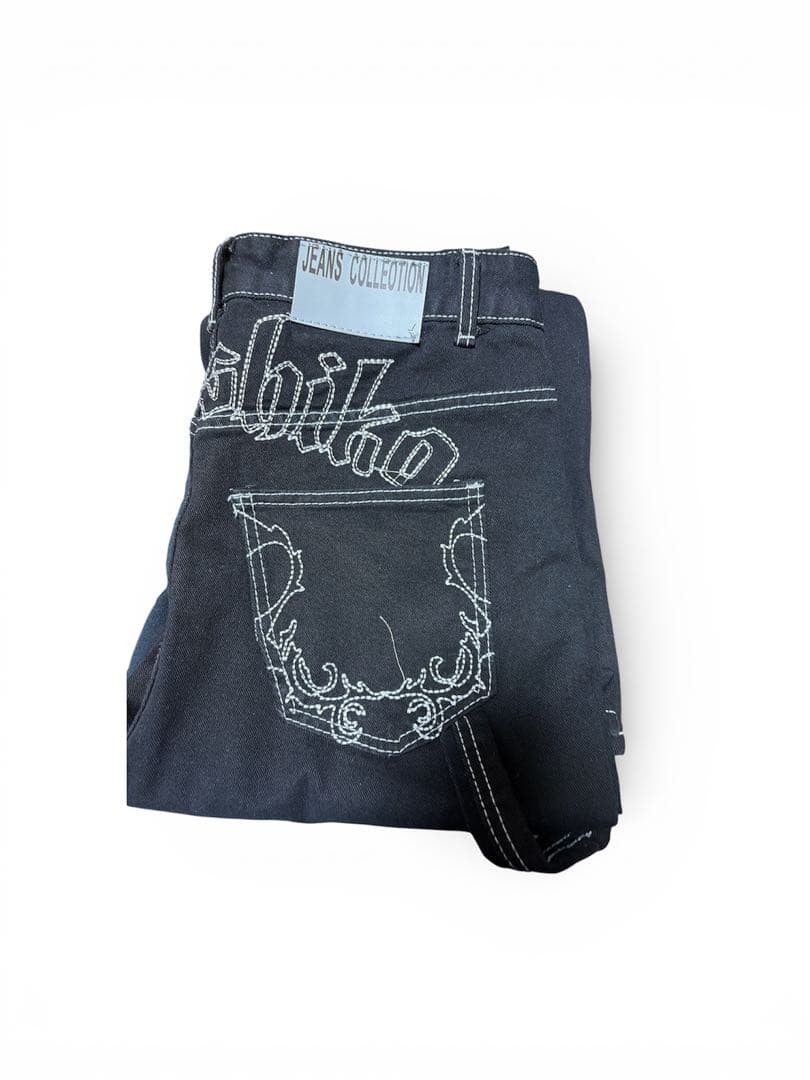 パンツ Embroidered White Lining Straight Jeans